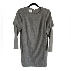 Akris Punto Grey Puffy Sleeve Wool Dress, size 8